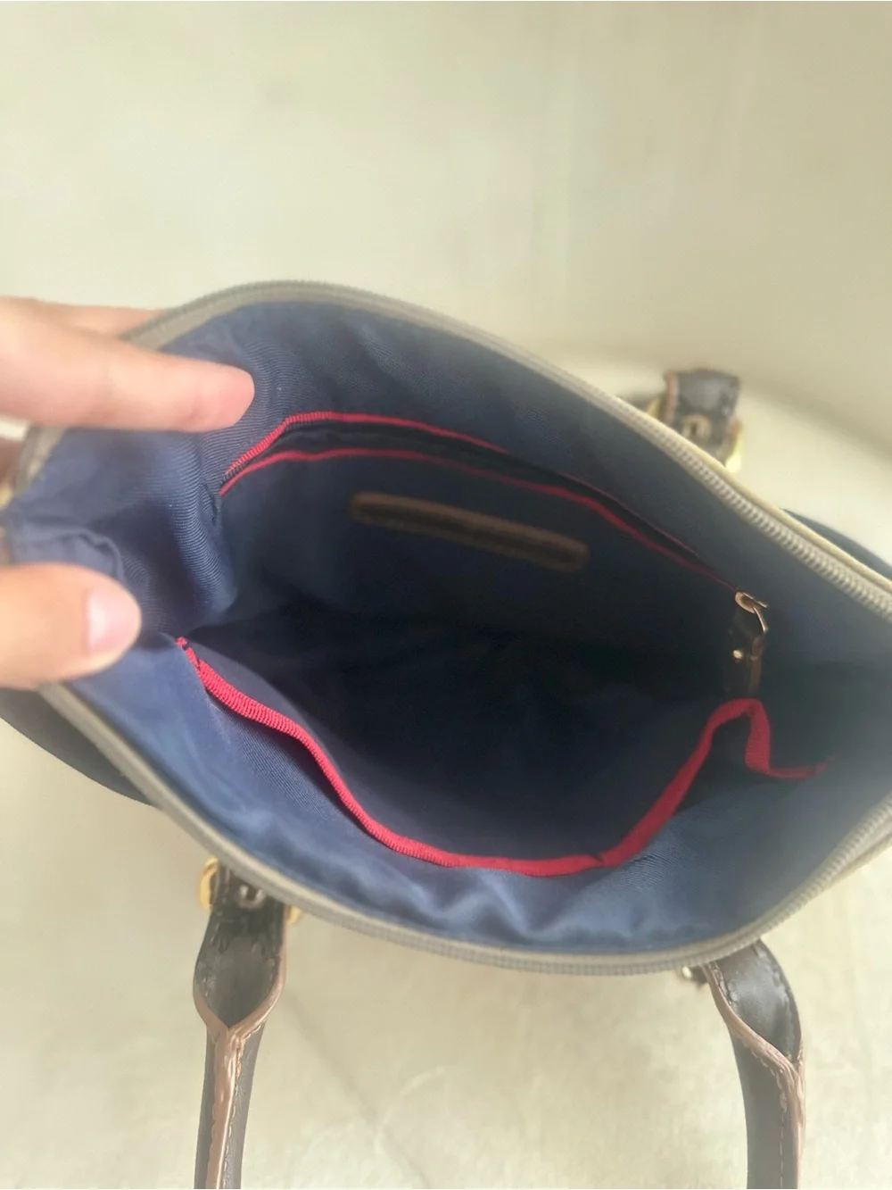 Tommy Hilfiger Olive Green Satchel with Dark Brown Handles & Gold Hardware